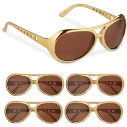 Relaxdays Partybrille Rapper 5er Set Gold,Schwarz