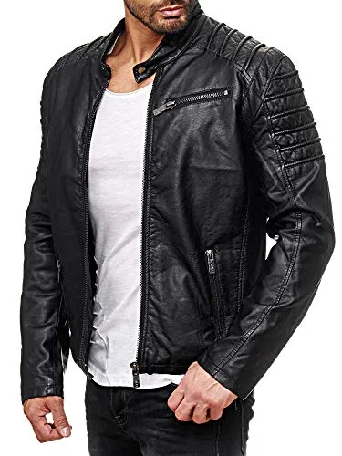 Redbridge Herren Kunstleder Bikerjacke Schwarz M6056 Gr. L - Stylische Bikerjacke aus hochwertigem Kunstleder für Herren. Mit Reißverschlusstasche und modischen Absteppungen bietet sie hohen Tragekomfort und einen lässigen Look.