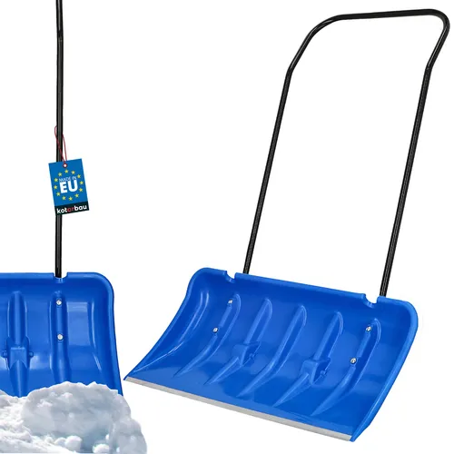 KOTARBAU® Schneeschieber mit Rädern Schneeschaufel 80 cm Schneewanne mit Alu-Profilkante Schneeschippe mit Metallgriff ECO Blau Schneeräumer