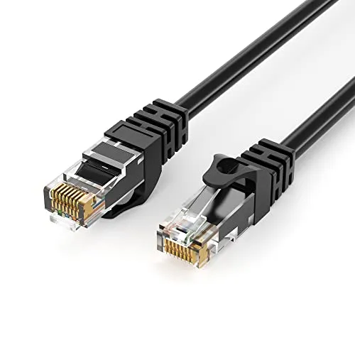 JAMEGA 2m CAT.6 Netzwerkkabel (RJ45) Patchkabel Ethernet Lan in schwarz| 1Gbit/s | 250MHz | kompatibel zu CAT.5 / CAT.5e / CAT.6