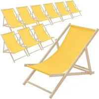 ECD Germany 10er Set Liegestuhl - Klappbare Strandliege für Garten und Urlaub - Camping-Möbel: Bequeme Liegestühle aus hochwertigem Kiefernholz mit 3-fach verstellbarer Liegehöhe, ideal für entspanntes Sonnenbaden im Freien.