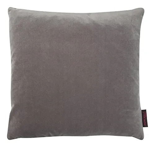 MAGMA Samt Uni Kissenbezug 40x40 cm - Mittelgrau,- samtig weich kuscheliger Stoff, rechteckiger Kissenbezug, für Wohnzimmer, Schlafzimmer, Büro und Gästezimmer Waschbar