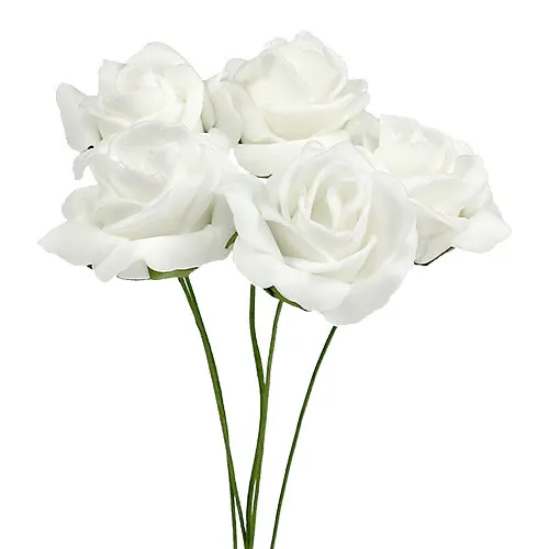 Schaumrosen Weiß Ø4,5cm 36St - Hochzeit Deko Kommunion Taufe Kunstblumen, 36