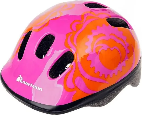 Meteor Schutzhelm, Kinderhelm, Fahrradhelm, Rollschuhe, MV6-2 Helm Kinderfahrradhelm Helm, größe XS 44-48 cm Big Flower
