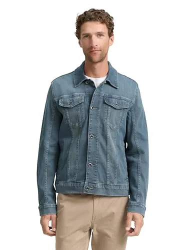TOM TAILOR Herren Jeansjacke 1047958 - Funktionsjacke aus Denim in Mid Stone Blue Grey, bietet optimale Passform und hohen Tragekomfort für jeden Tag.