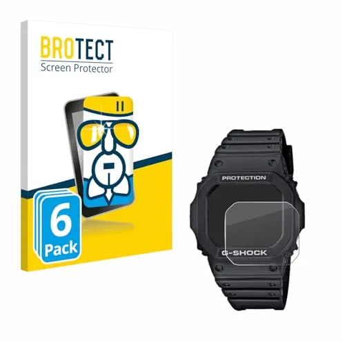 BROTECT 6 Stück Schutzglas für Casio G-Shock GW-M5610-1ER Schutzfolie Panzer Folie Glas Displayschutz Made in Germany [ 9H, Anti-Fingerprint]