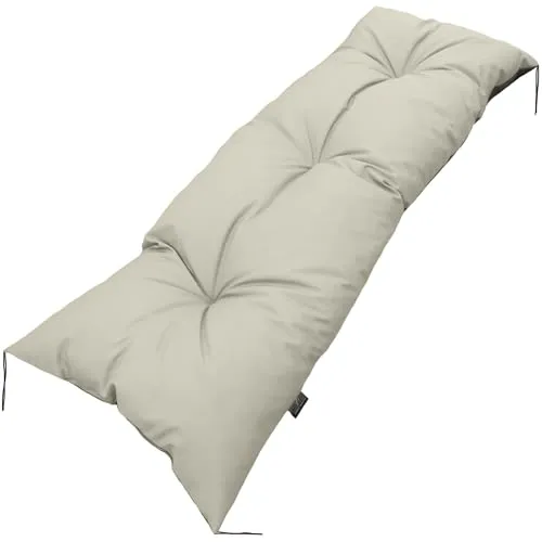 Gartenkissen Sitzkissen Bankauflage Bankpolster Bankkissen Gartenmöbel Kissen Wasserdicht Sitzauflagen Loungekissen Sitzpolster 120x40cm Auflage Für Bänke/Gartenbank für Haus Und Garten (Beige)