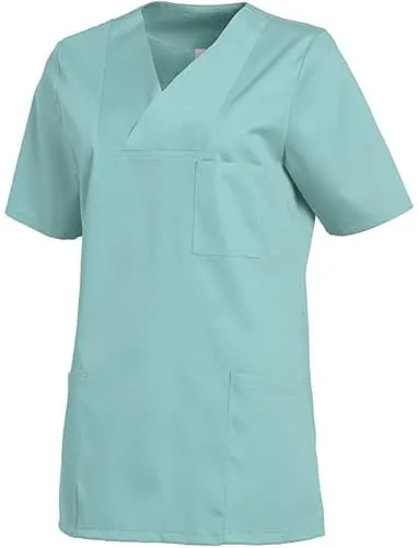 Leiber Damenkasack, salbeigrün, kurzarm, Größe S - Blusen - Leichter und weicher Damenkasack mit taillierter Passform, zwei Seitentaschen und einer Brusttasche für praktischen Tragekomfort.