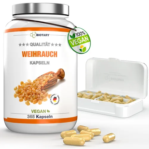 WEIHRAUCH EXTRAKT, 365 Kapseln, 6 Monatsvorrat, INKLUSIVE PILLENBOX
