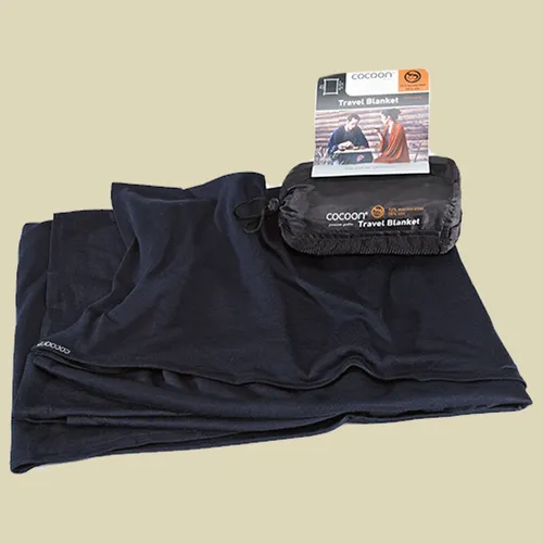 Cocoon Merino Wool-Silk TravelBlanket - Decke graphite blue - Luxuriöse Reisedecke aus 72% Merinowolle und 28% Seide, ideal für Reisen und kühle Abende, mit hervorragender Wärmeregulation und feuchtigkeitsableitenden Eigenschaften.