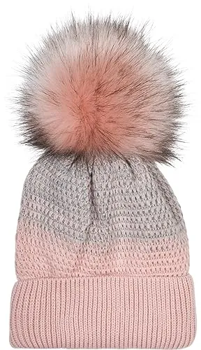 styleBREAKER Damen Strick Bommelmütze mit Farbverlauf - Strickmütze für Damen mit warmem Fleece-Futter und stylischem Farbverlauf, ideal für kalte Tage und hohen Tragekomfort.