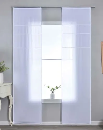 Flächenvorhänge »Leipzig« 245x60 cm - Lichtdurchlässig mit Kettenmuster - Gardinen & Vorhänge, stilvolle Schiebegardinen in Weiß, aus 100% Polyester, pflegeleicht und waschbar bis 40 Grad.