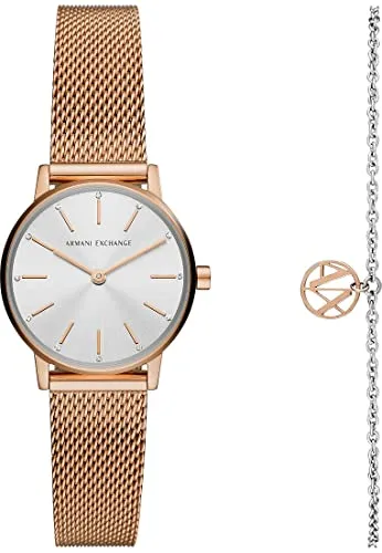 Armani Exchange AX7121 Damen Uhr - Elegante 28mm Armbanduhr mit Roségold Edelstahlgehäuse und 50m Wasserdichtigkeit, ideal für stilbewusste Frauen.
