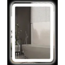 LED Bad Spiegel 50 x 70 cm mit Touch-Schalter und 3 Lichtfarben - Badspiegel mit IP44-Schutz, automatischer Anti-Beschlag-Funktion und Memory-Funktion für individuelle Lichtstimmungen und klare Reflexionen.