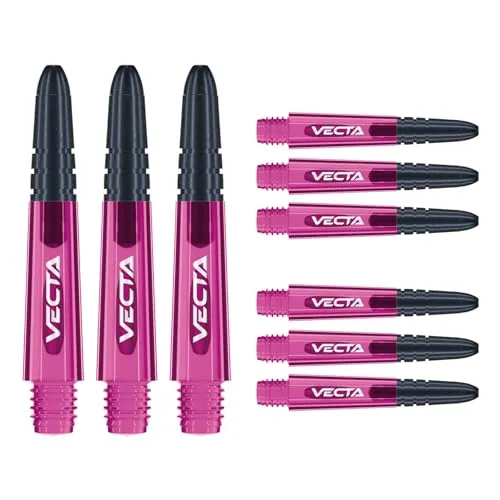 WINMAU Dart Shaft - Vecta Polycarbonat Dartschäfte - 1 Set pro Packung (insgesamt 3 Dart-Schäfte) - Professionelles Dartzubehör - Pink & Schwarz Kurz Schäfte