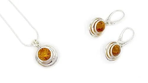 MyBer® Schmuck-Set Halskette Ohrringe und Pendant Bernstein Schmuck Set Schmuckset Damen Silber 925 PMBER27