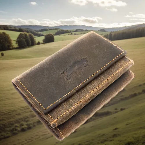 Ven Tomy echt Leder Mini Unisex Geldbörse Portemonnaie RFID NFC Schutz braun