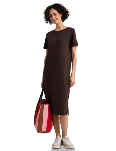 Street One Damen Midi-Kleid mit Rundhals und Knöpfen - Elegantes T-Shirt-Kleid mit Rundhalsausschnitt und Knopfdetail. Hergestellt aus schwerer Jerseyqualität mit Viskosemix und Stretch für optimalen Tragekomfort.