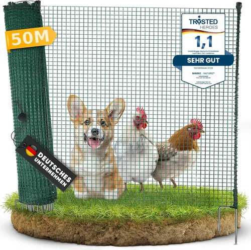 Weidezaun & mobiler Hundezaun 50m - Camping Zaun für Hunde ohne Strom, Begrenzungszaun, Gartenzaun, Hühnerzaun extrem stabil, 90cm hoch (50m)