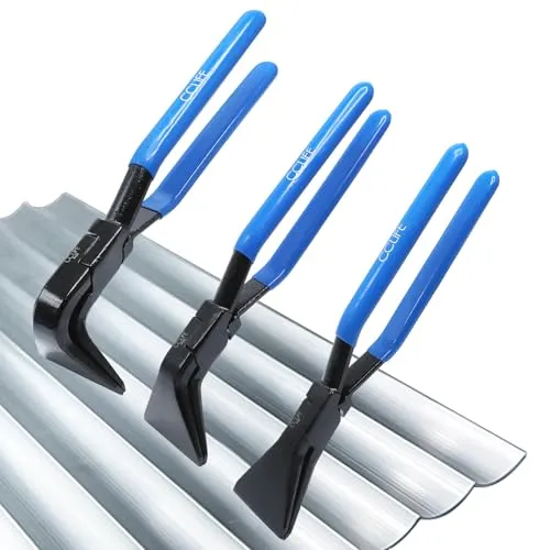 CCLIFE 3tlg Abkantzangen-Set mit 0° 45° 90° Winkeln - Zangen-Sets für präzises Abfalzen von Blechkanten, ergonomische Griffe und maximale Öffnungsbreite von 60 mm für komfortables Arbeiten.