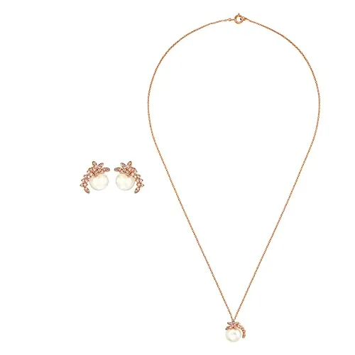 Heideman Set Leora Halskette und Ohrstecker - Schmuckset für Damen aus poliertem Edelstahl in Roségold, mit eleganten Steinen und Perlen – ideal für jeden Anlass und allergikerfreundlich.