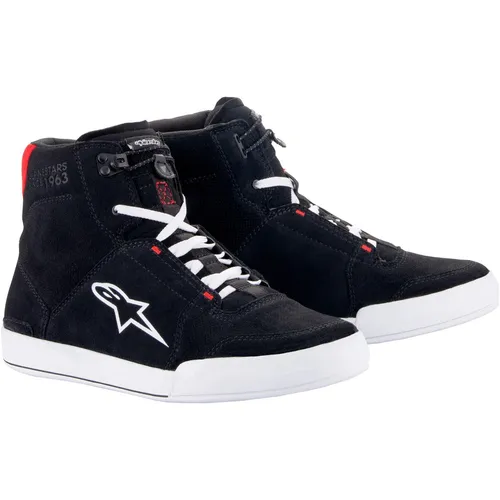 Alpinestars Chrome Motorradschuhe - Schwarz/Weiß/Neon-Rot - 10 US - Motorradschuhe mit Knöchelprotektoren und OrthoLite® Einlegesohle für hohen Komfort und Atmungsaktivität, ideal für urbane Fahrer.