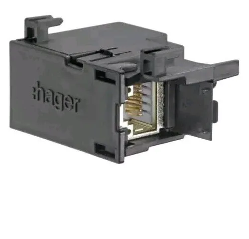 Produktbild RJ45 Buchse IP2X – Hager ZZ45ZP6 (Netzwerkdose, Kat. 6)