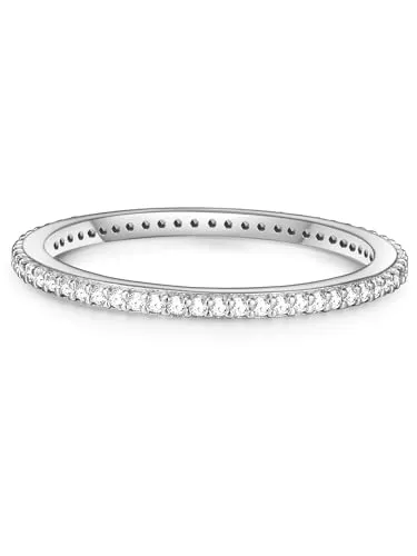 Glanzstücke München Damen-Ring Sterling Silber Zirkonia - Eleganter Memory Ring für besondere Momente - Ringe für Damen, filigraner Memory Ring aus rhodiniertem Sterlingsilber mit funkelndem Zirkonia-Pavé – ideal als Verlobungsring oder Beisteckring.