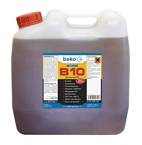 beko TecLine B10 Universal-Öl 20 l Kanister - Vielseitiges Multifunktionsöl für Baustoffe, ersetzt zahlreiche Produkte und bietet dauerhaften Schutz bei Temperaturen von -25° C bis +150° C.