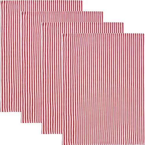Erwin Müller Geschirrtuch 4er-Pack Streifen rot Größe 50x70 cm - strapazierstark, saugstark, fusselfrei tocknend
