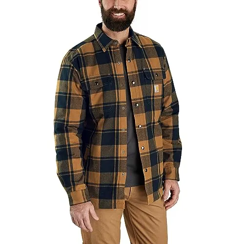 Carhartt Flannel Sherpa-Lined Shirt Jacket 105939 in braun von Carhartt