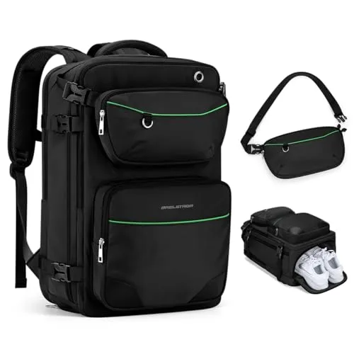 Maelstrom Reiserucksack für Männer und Frauen, großer Handgepäck-Rucksack für Reisen im Flugzeug, mit modischer Gürteltasche, wasserdicht, Business-Casual-Gepäck, Tagesrucksack, passend für 43,2 cm