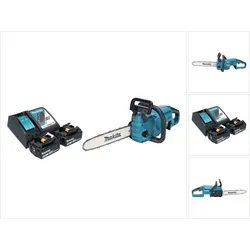 Makita DUC 357 RT2X2 Akku Kettensäge 18 V mit 2 Akkus - Leistungsstarke Akku Kettensäge für den flexiblen Einsatz. Mit 35 cm Schnittlänge, zwei 5,0 Ah Akkus und schnellem Lader für effizientes Arbeiten.