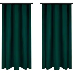 Vorhänge mit Kräuselband 140x230 cm 2 Stücke Dunkelgrün Fertige Blickdichte Gardinen - dunkelgrün