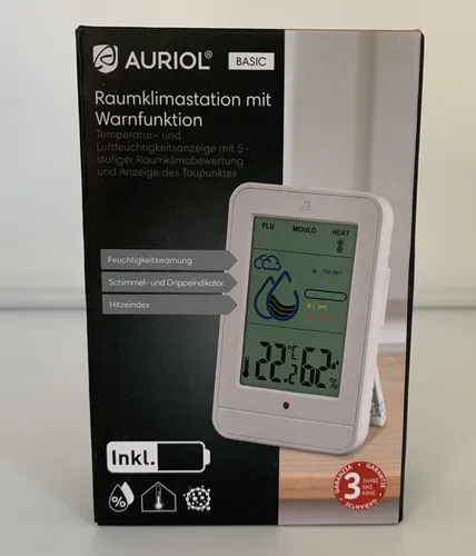 Produktbild AURIOL Raumklimastation mit Schimmelwarner Innenbereich weiß NEU OVP