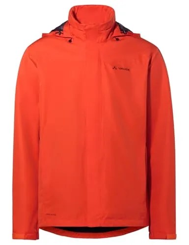 VAUDE Herren Mens Escape Bike Light Jacket, Glowing Red/black - Wasserdichte und winddichte Regenjacke für Radfahrer, leicht mit atmungsaktivem Netzfutter und umweltfreundlicher Herstellung.