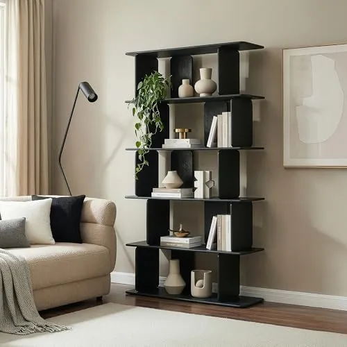 [en.casa] Bücherregal Gäljami 180 x 100 x 35 cm – Stylisches Standregal mit 5 offenen Fächern - Stilvolles Bücherregal für Wohnzimmer, Schlafzimmer oder Büro. Mit 5 offenen Fächern bietet es Platz für Dekoration und Bücher. Pflegeleicht und einfach aufzubauen – ideal für jeden Raum!