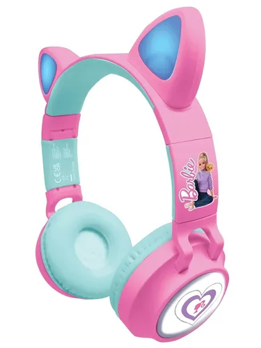 Barbie Cat's Ears Wireless Headphones - Kopfhörer mit süßem Katzenohr-Design, kabellos über Bluetooth oder mit Aux-Kabel nutzbar. Leicht, faltbar und bequem für alle Altersgruppen, ideal für Musikliebhaber unterwegs.