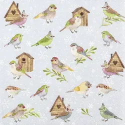 Home Fashion, Birds & Houses, Lunch-Servietten aufgefaltetes Maß 33 cm x 33 cm, im Viertelfalz, 20 Stück pro Pack