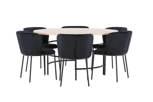 ebuy24 Essgruppe Copenhagen mit Tisch Ø140cm und 6 Stühlen - Moderne Essgruppe in Whitewash, ideal für gesellige Runden. Der 140 cm große Tisch bietet viel Platz und die bequemen Stühle sorgen für angenehme Stunden im Esszimmer.