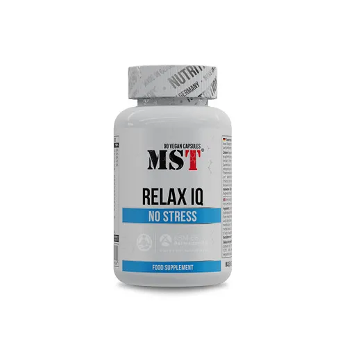 MST Relax IQ No Stress 90 Kapseln – Anti-Stress mit Ashwagandha - Nahrungsergänzungsmittel mit 90 Kapseln zur Stressbewältigung, unterstützt kognitive Gesundheit und sorgt für mehr Entspannung durch Ashwagandha und B-Vitamine.