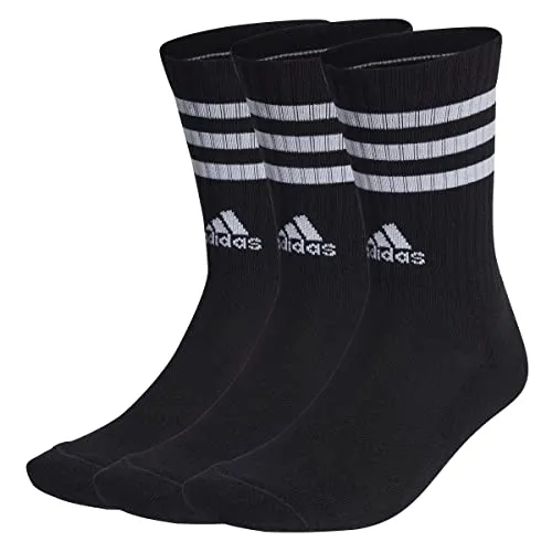 adidas Unisex 3-Streifen Cushioned Crew Socken, 3 Paar Black/White 49-51