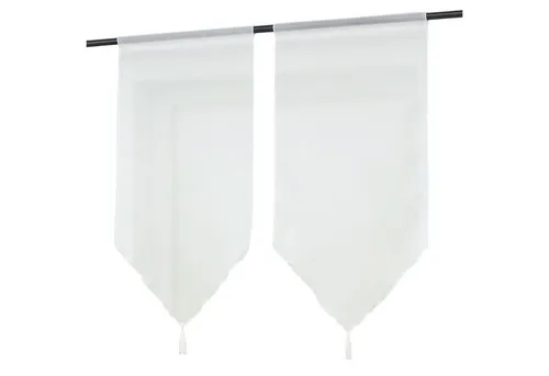 Delien Scheibengardinen 2er Set mit Quasten, Modern, Weiß, 45x90 cm - Verspielt und romantisch: Diese transparenten Scheibengardinen aus 100% Polyester mit farbigen Quasten bringen frischen Wind in Ihr Zuhause. Einfache Schlaufenaufhängung für mühelosen Einsatz.