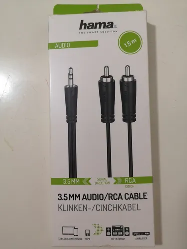 Hama 00205110 Klinke Cinch-RCA Audio-Anschlusskabel - 1,5 m, 2 x Cinch-RCA männlich und 1 x 3,5 mm-Klinkenstecker, ideal für hochwertige Audioverbindungen