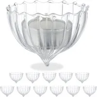 Relaxdays Teelichthalter Glas Transparent Schwimmend 12er Set 5 cm x 6,5 cm