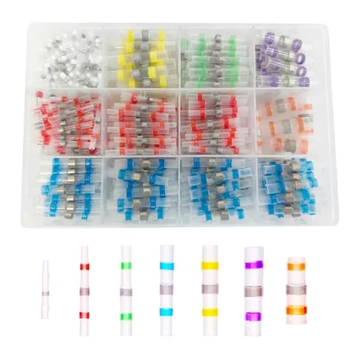 Lötverbinder mit Schrumpfschlauch Set 400 Stück Schrumpfschweißen Kabelverbinder Wasserdicht Schrumpfverbinder Stoßverbinder für Automobil Marine Boot Elektronikindustrie