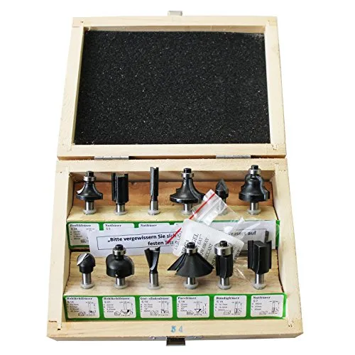 Edessö 12-teilig Router Bit Set, 6 mm S 32-6, Gerader Schnitt, Schnellarbeitsstahl, 2 Fluten