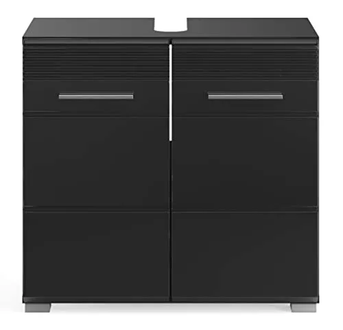 xonox.home Waschbeckenunterschrank Linus 56x60x34 cm - Waschbeckenunterschrank der Serie Linus, schwarz, mit praktischer Stauraumlösung für Ihr Badezimmer und einfache Montage.