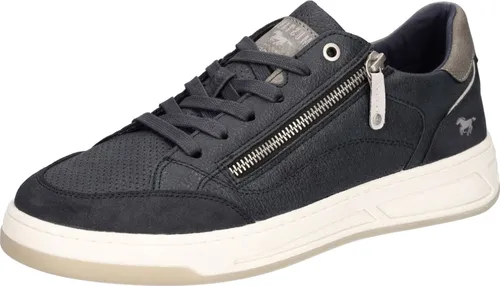 Mustang Herren Sneaker mit Lochmuster und Reißverschluss, Größe 44 EU, Blau - Modischer Sneaker für Herren, ideal für den Alltag mit bequemem Tragekomfort und stylischem Lochmuster sowie dekorativem Reißverschluss.