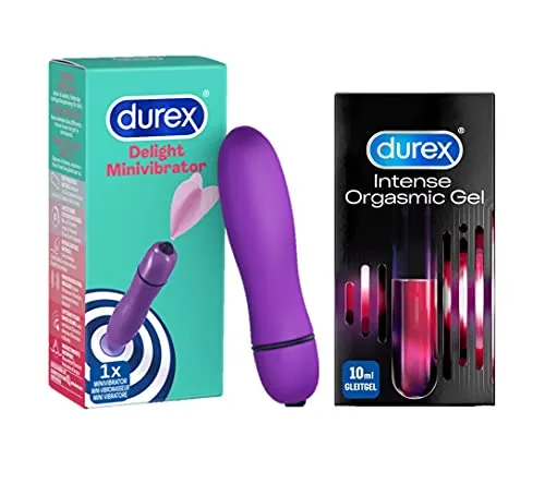 Durex Minivibrator + Stimulationsgel für intensivere Orgasmen für die Frau mit 1x Durex Intense Real Pleasure Vibrator + 1x Durex Intense Orgasmic Gel 10ml